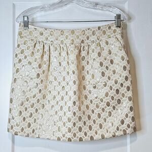 Amanda Uprichard Gold Patterned Mini Skirt